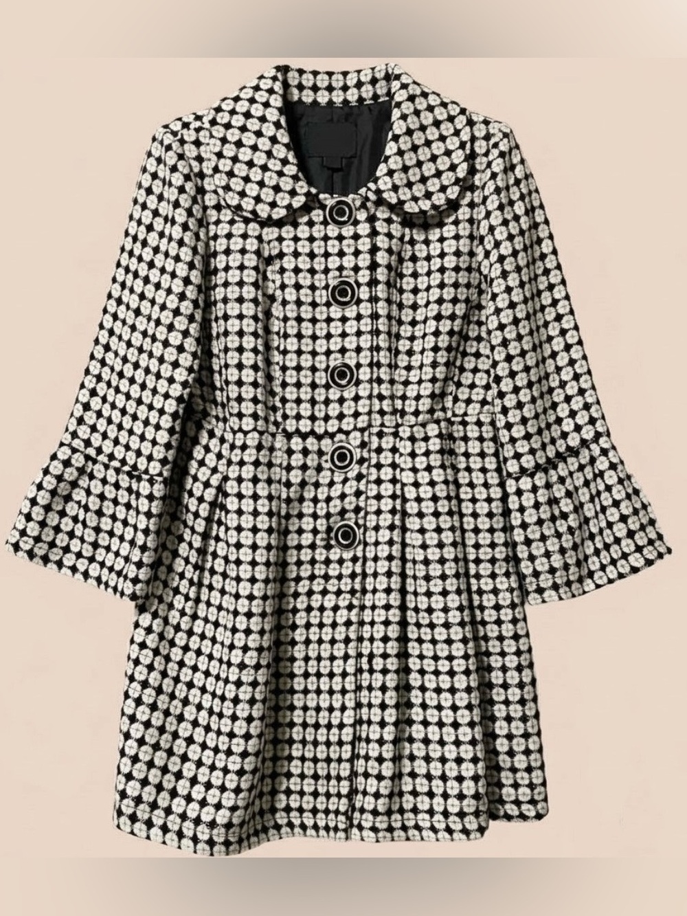 My Michelle Juniors’ Black & White Peacoat